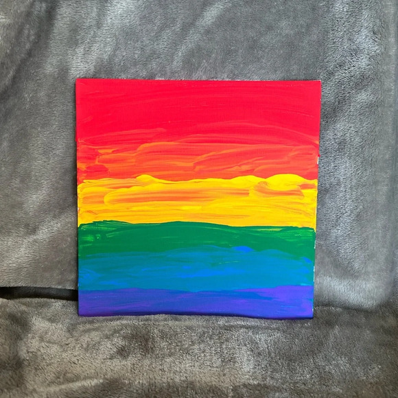 ๐ Acrylic Paint on 8โx8โ canvas board - Rainbow in honor of pride month - Picture 2 of 6